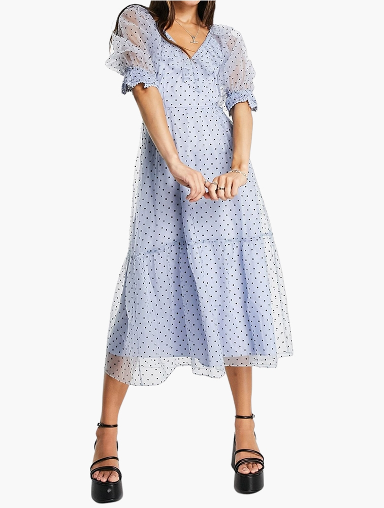 Topshop spot plunge neck online midi dress